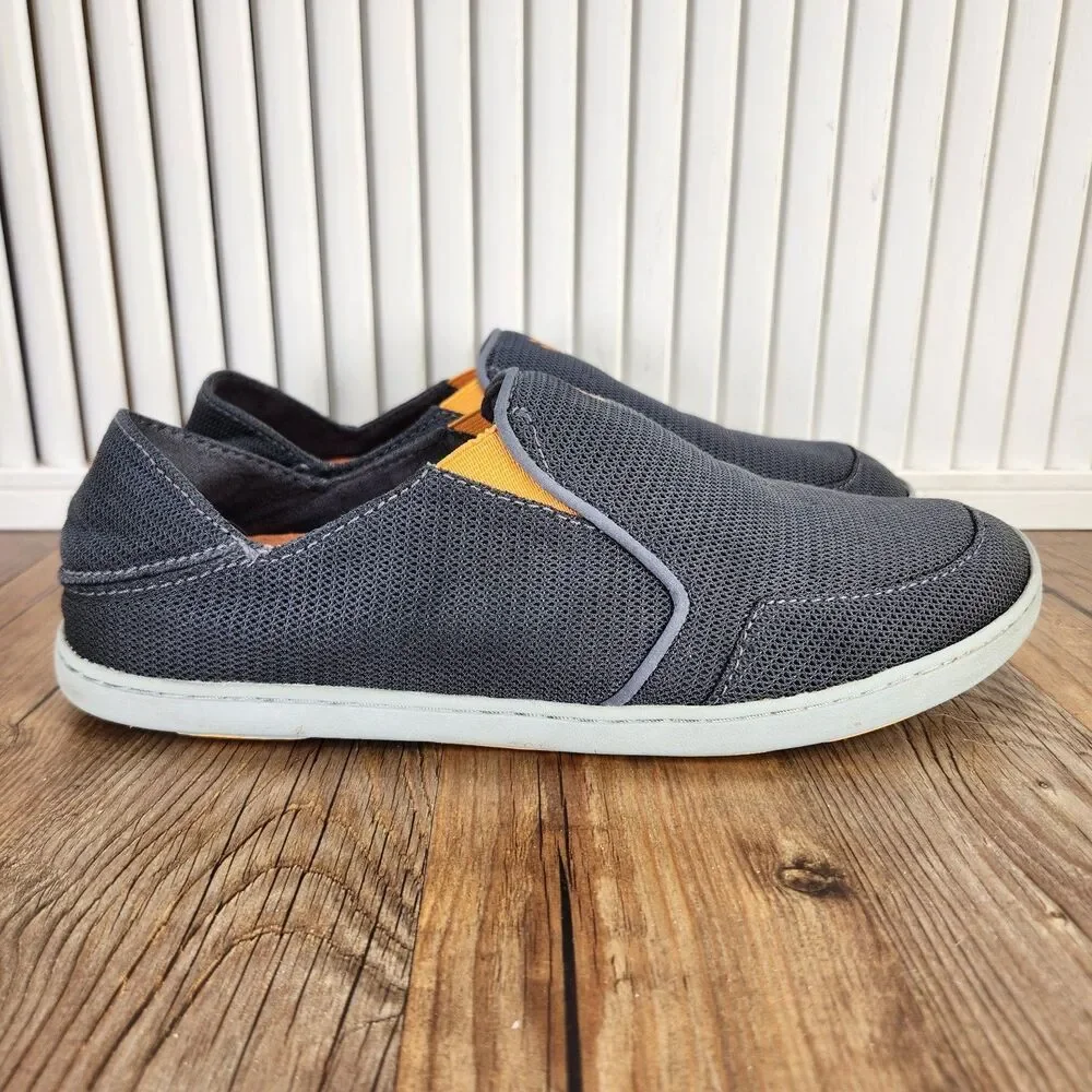 Olukai Nohea Mesh Mens Sz 9.5 Gray Slip On Mesh Dock Beach Casual Loafers Shoes